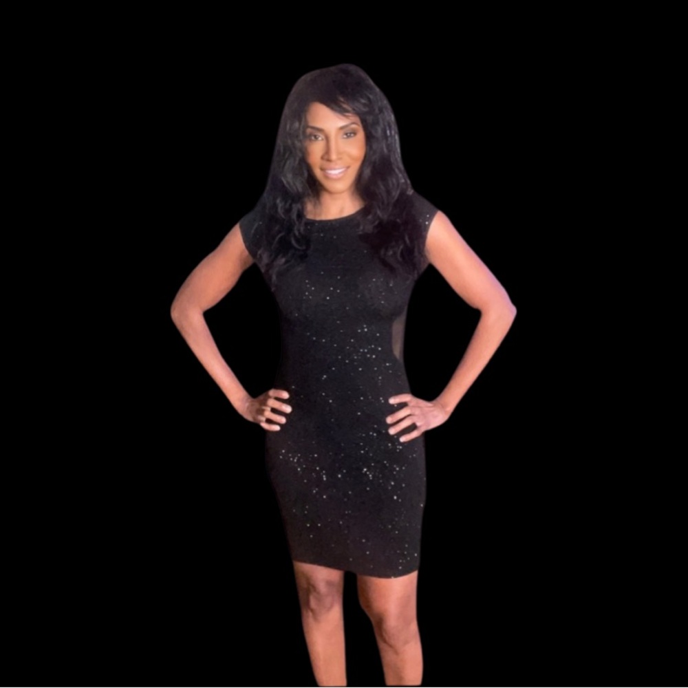 Mystic Black Sheer Cutout Cocktail Dress